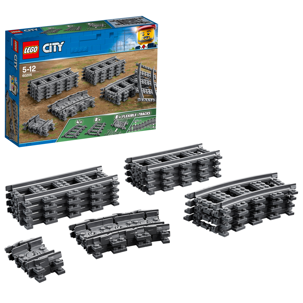 Lego city 60205 binari, set con 20 pezzi accessori di rotaie per ampliare la ferrovia del treno giocattolo, giochi creativi - LEGO CITY, Lego