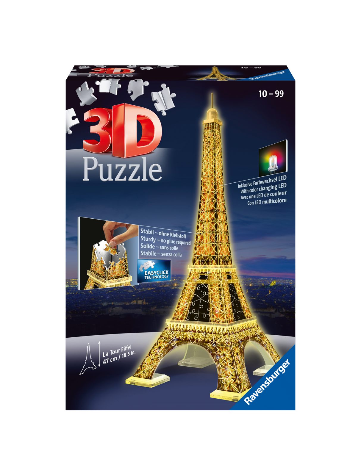Ravensburger - 3d puzzle tour eiffel night edition, parigi, 216 pezzi, 10+ anni - RAVENSBURGER, RAVENSBURGER 3D PUZZLE