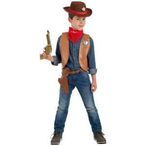 Set cow-boy (gilet, pistola, bandana, cintura con fondina) - 