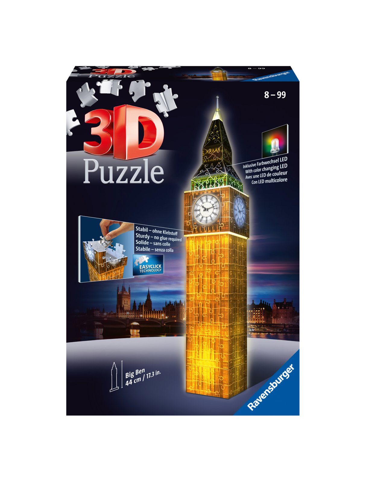 Ravensburger - 3d puzzle big ben night edition, londra, 216 pezzi, 10+ anni - RAVENSBURGER 3D PUZZLE