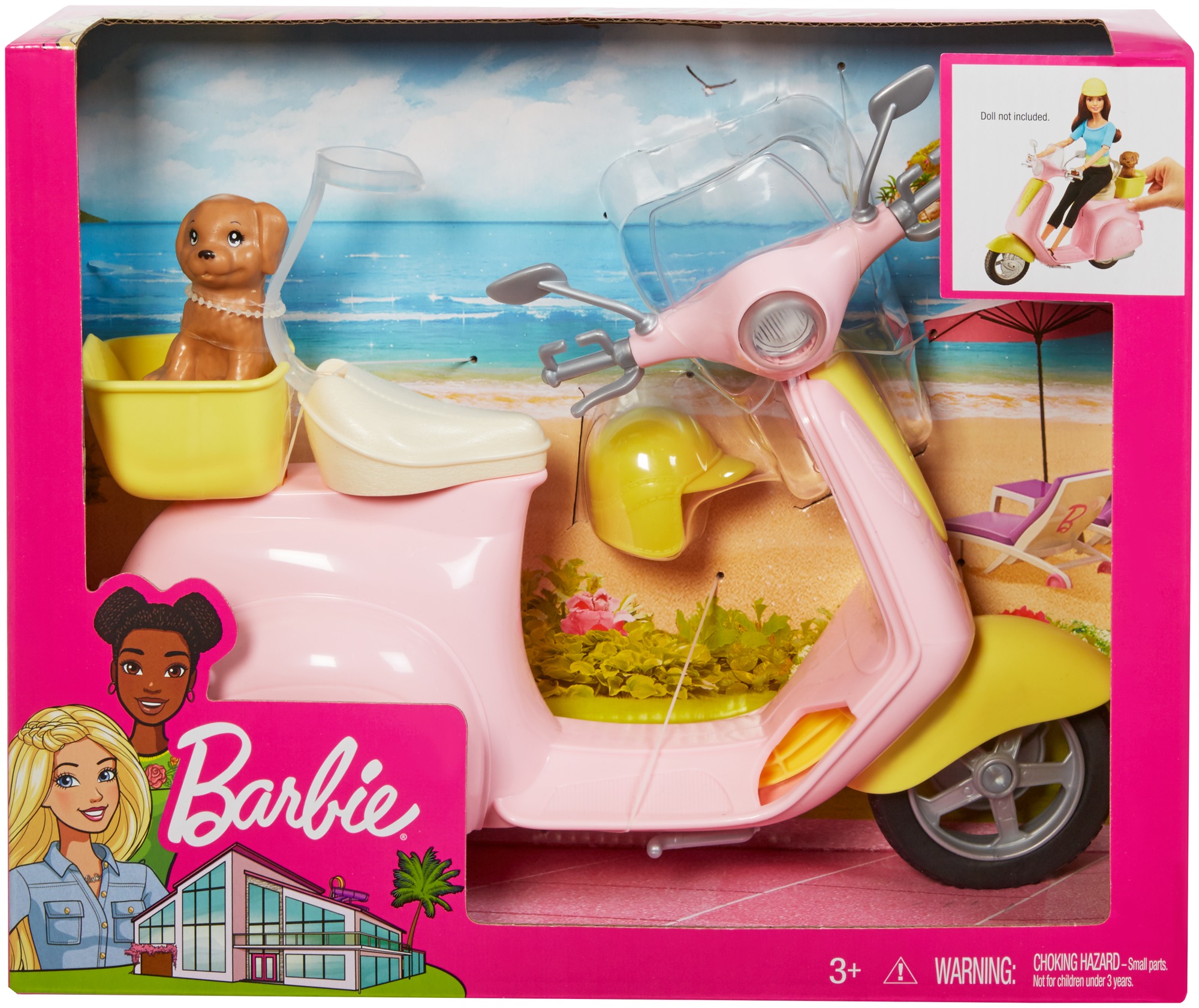 Barbie – scooter & cagnolino, con cucciolo e casco inclusi - Barbie