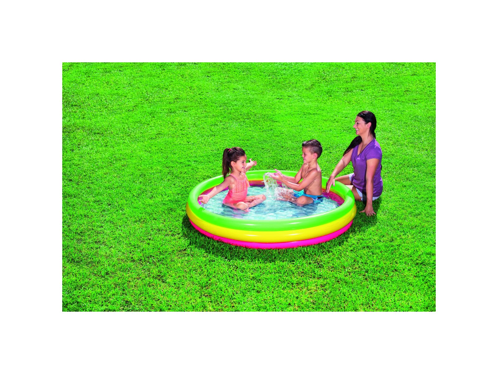 Bestway piscina summer a  3 anelli color con fondo gonfiabile 152x30 cm - Bestway