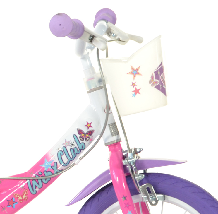 Bicicletta winx 14'' con portabambola, freno e cestino anteriore - adatta per  bambini dai 5-7 anni - WINX