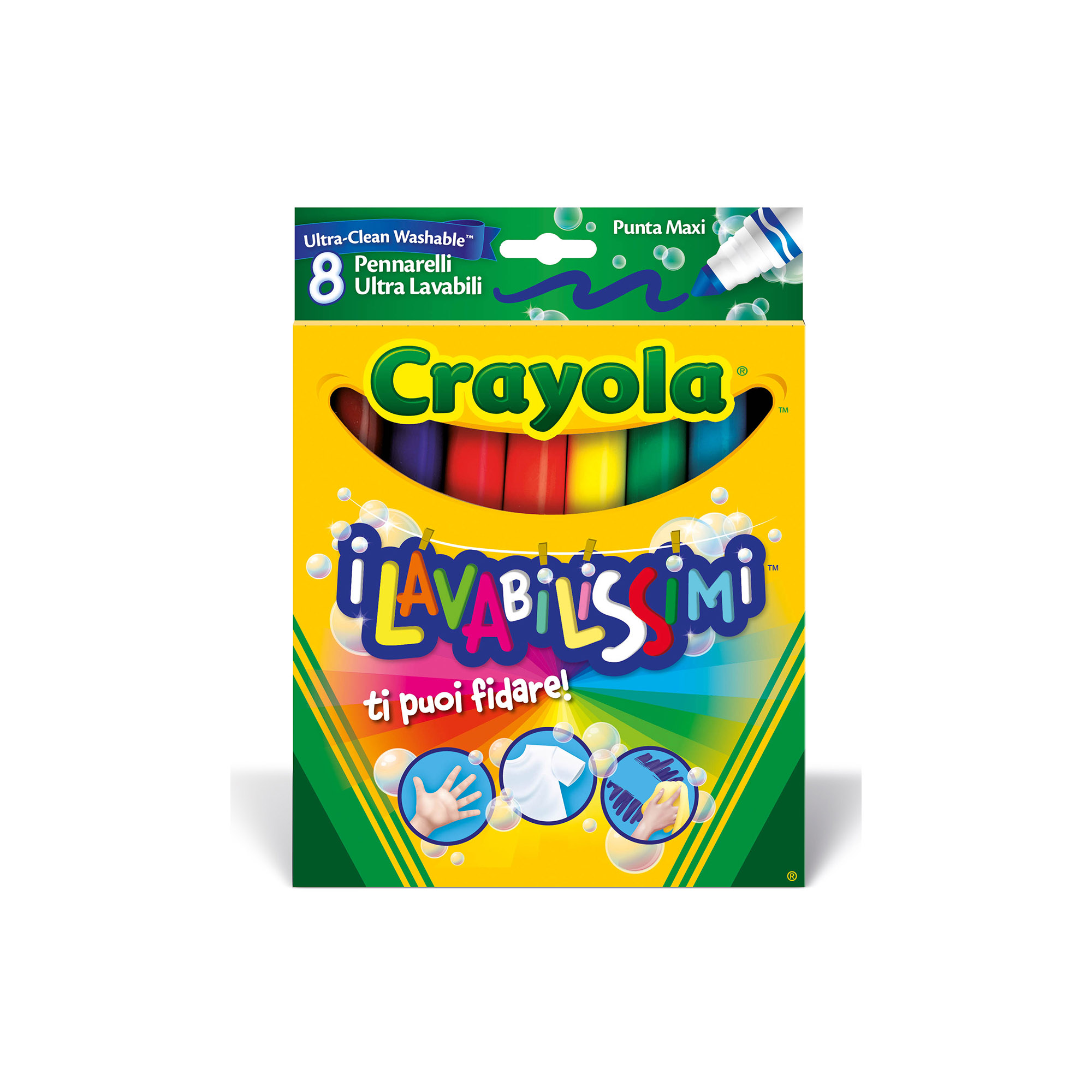 8 Pennarelli maxi punta i Lavabilissimi Crayola - Giocattoli Toys Center