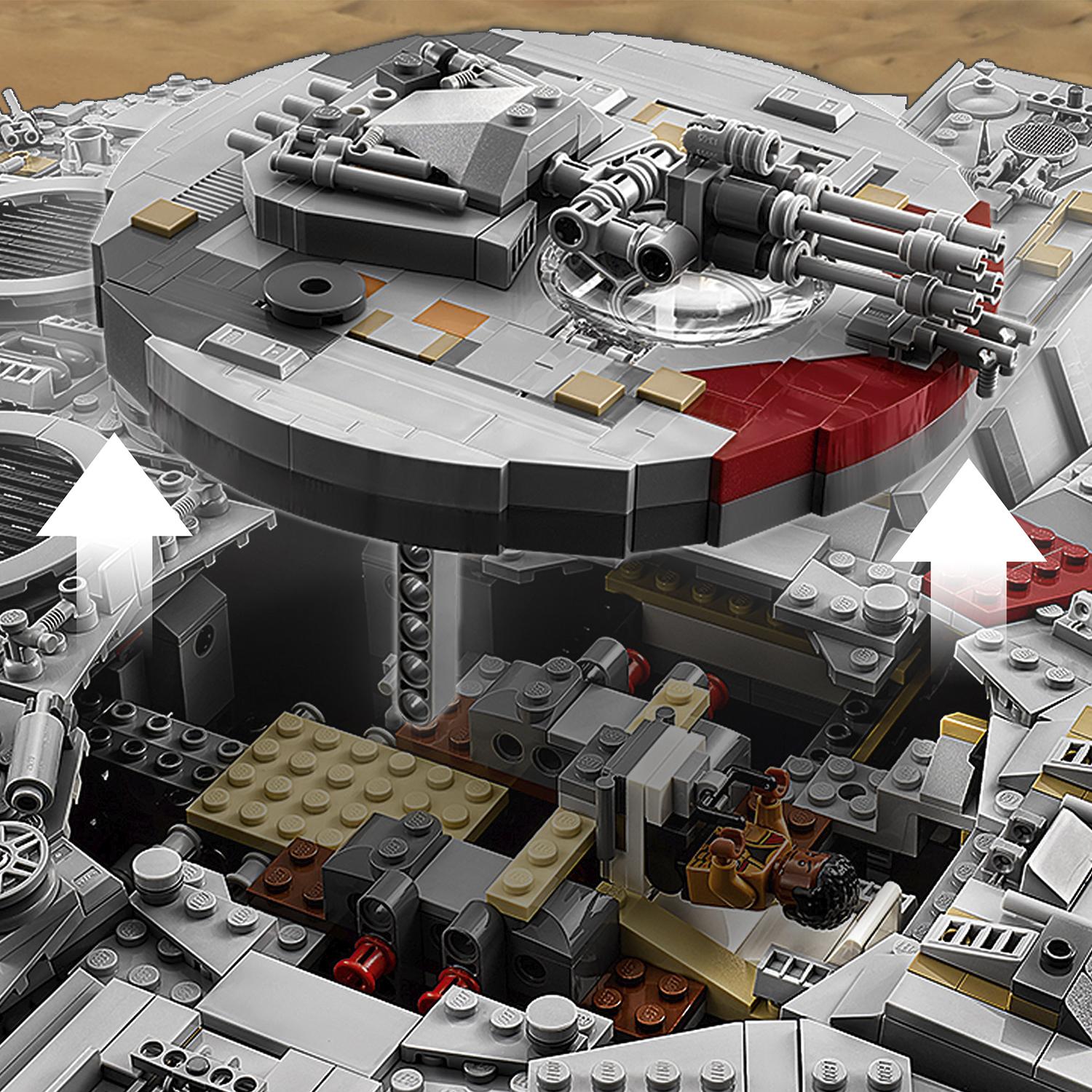 Lego star wars 75192 millennium falcon, modellino da costruire da collezione con minifigure leia, chewbecca, finn, c-3po, bb-8 - Disney, Star Wars