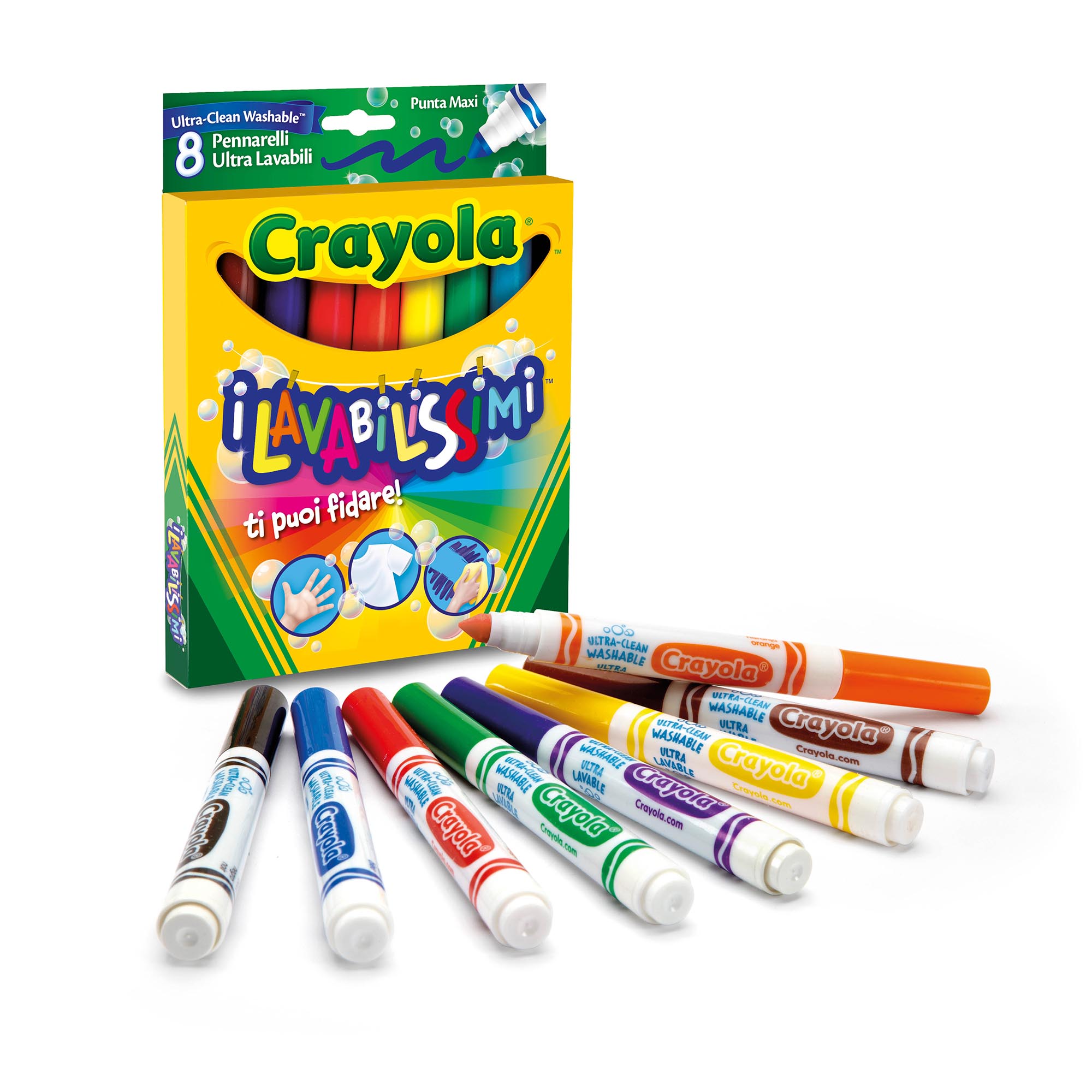 8 Pennarelli maxi punta i Lavabilissimi Crayola - Giocattoli Toys Center