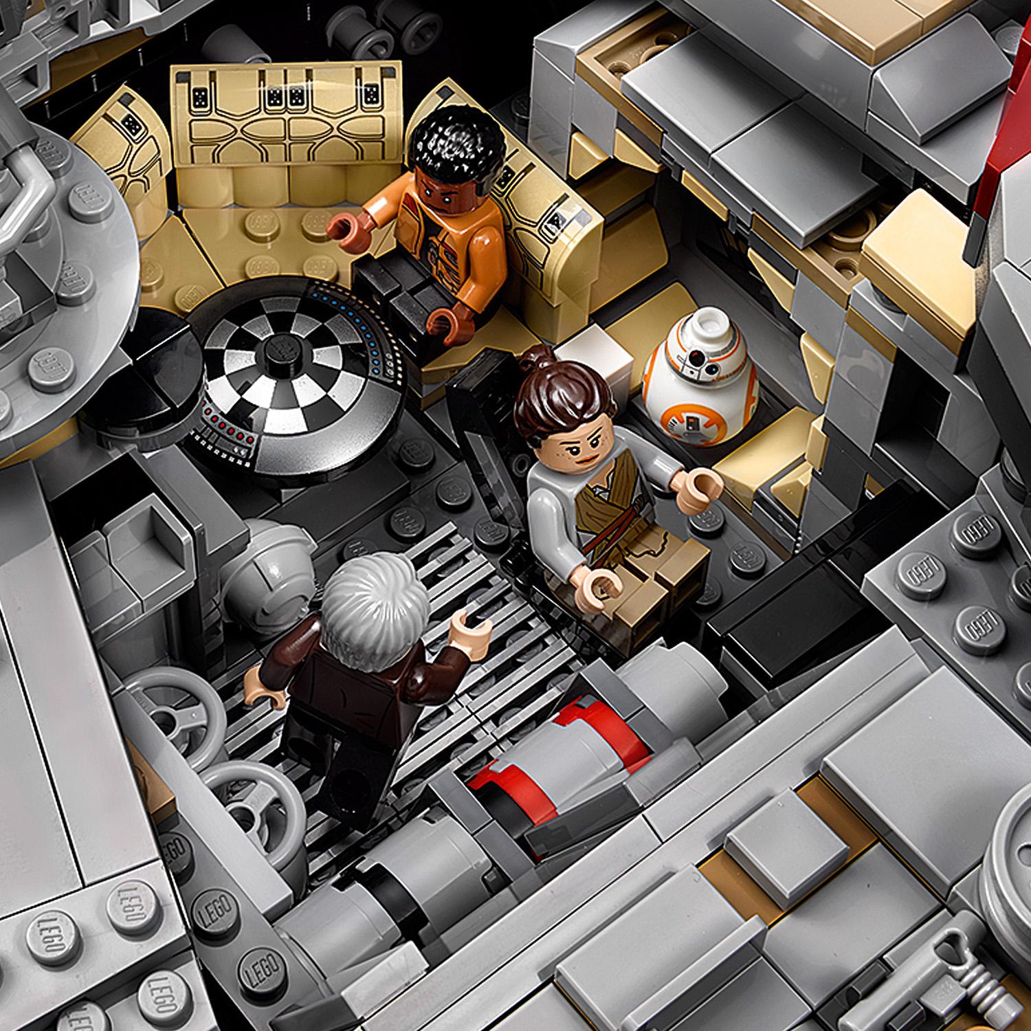 Lego star wars 75192 millennium falcon, modellino da costruire da collezione con minifigure leia, chewbecca, finn, c-3po, bb-8 - Disney, Star Wars