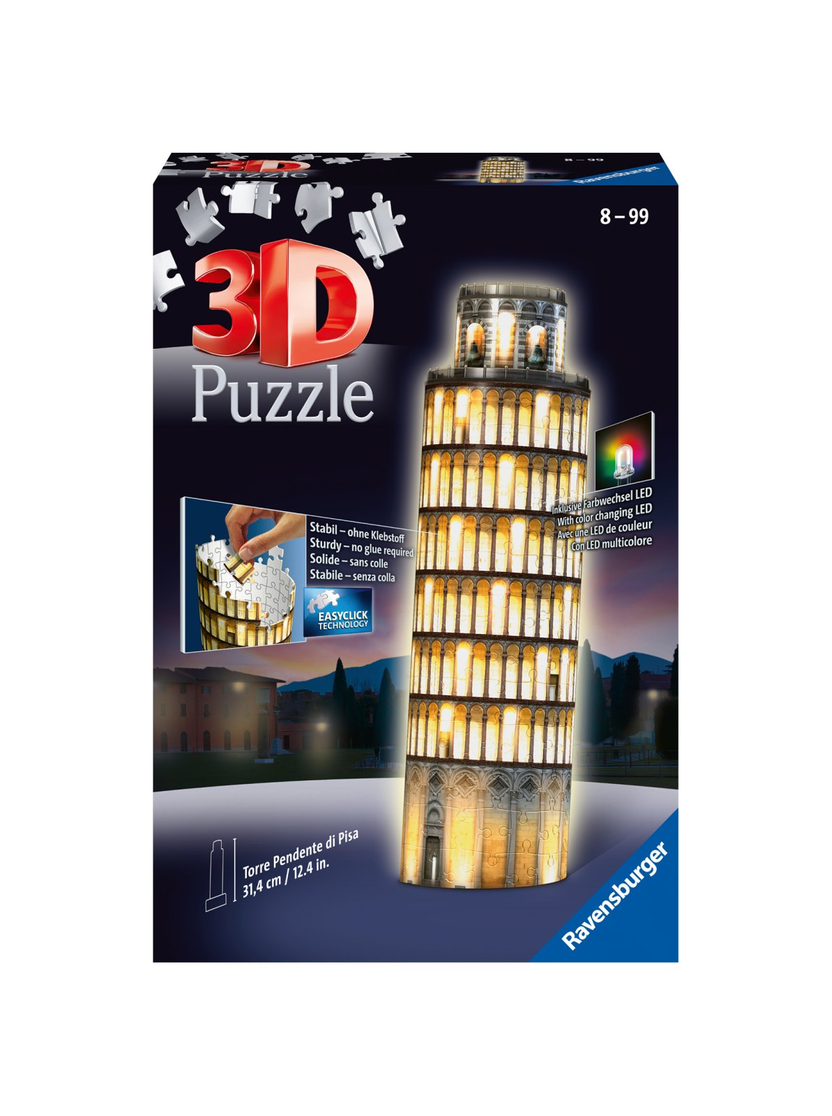Ravensburger - 3d puzzle torre di pisa night edition, londra, 216 pezzi, 10+ anni - RAVENSBURGER 3D PUZZLE