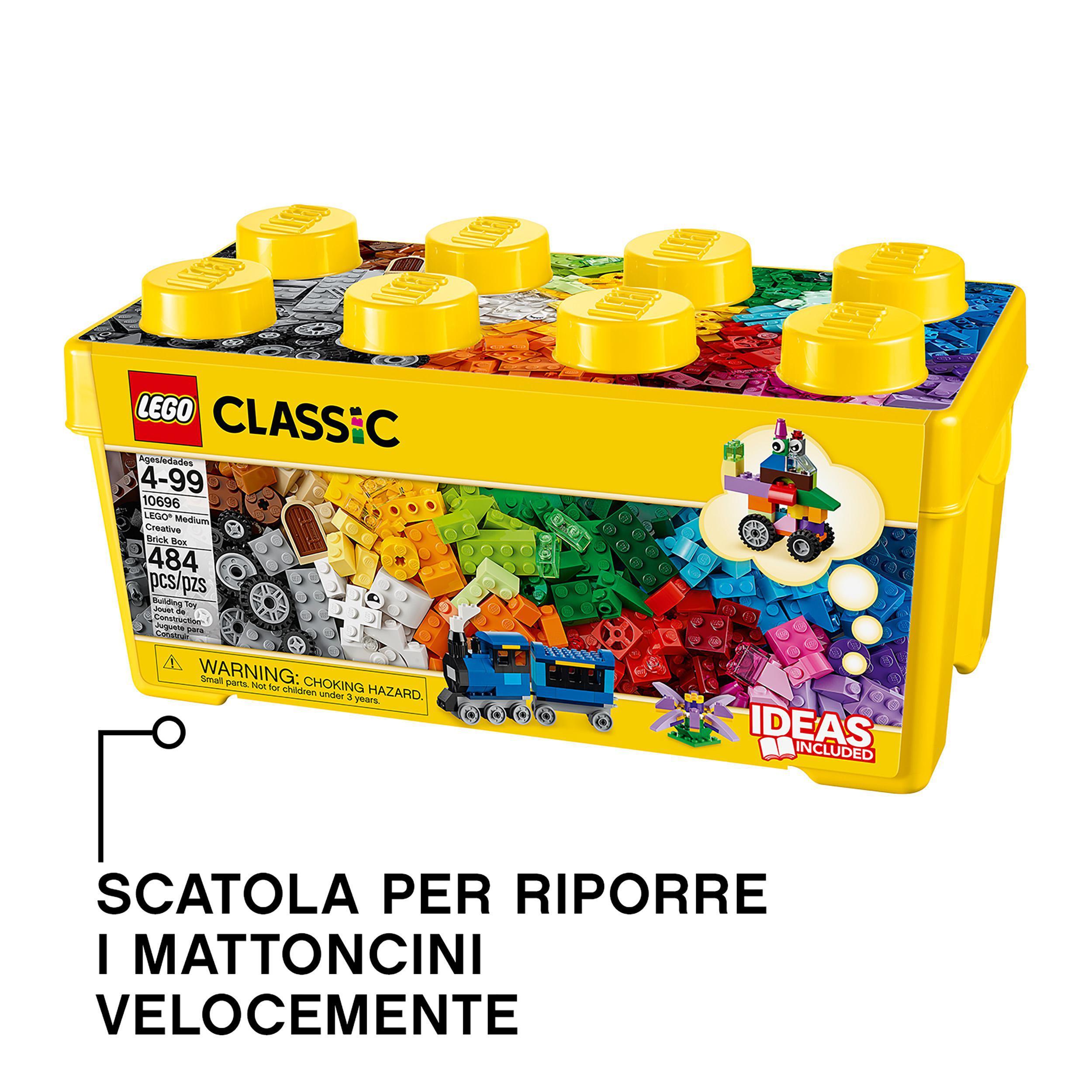 Lego classic 10696 scatola mattoncini creativi media, contenitore per costruire fiori, macchina, treno e aereo giocattolo - LEGO CLASSIC