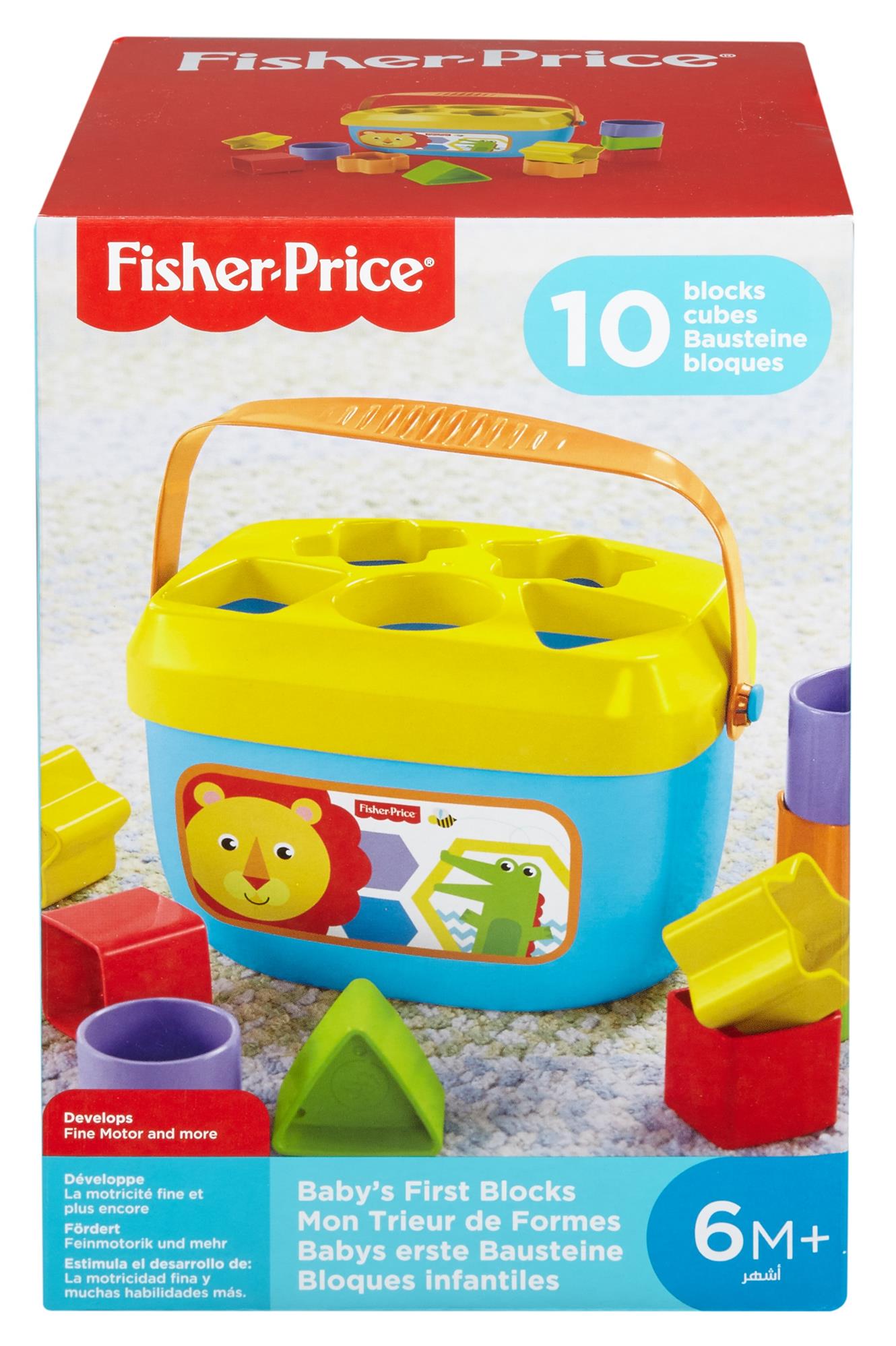 Fisher-price, secchiello con cercaforme, 10 blocchi assortiti, bambini 6 mesi+ - FISHER-PRICE