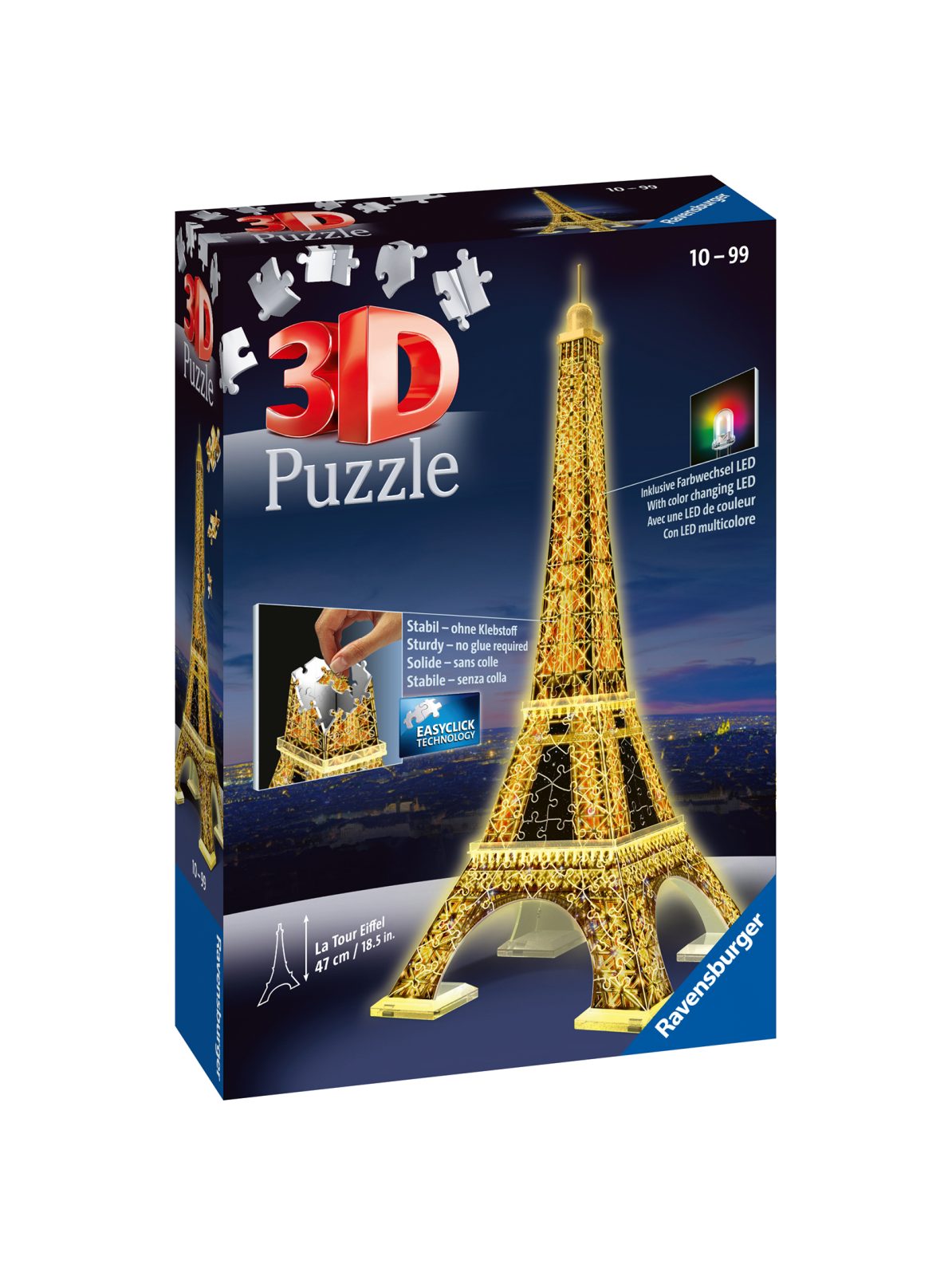Ravensburger - 3d puzzle tour eiffel night edition, parigi, 216 pezzi, 10+ anni - RAVENSBURGER 3D PUZZLE