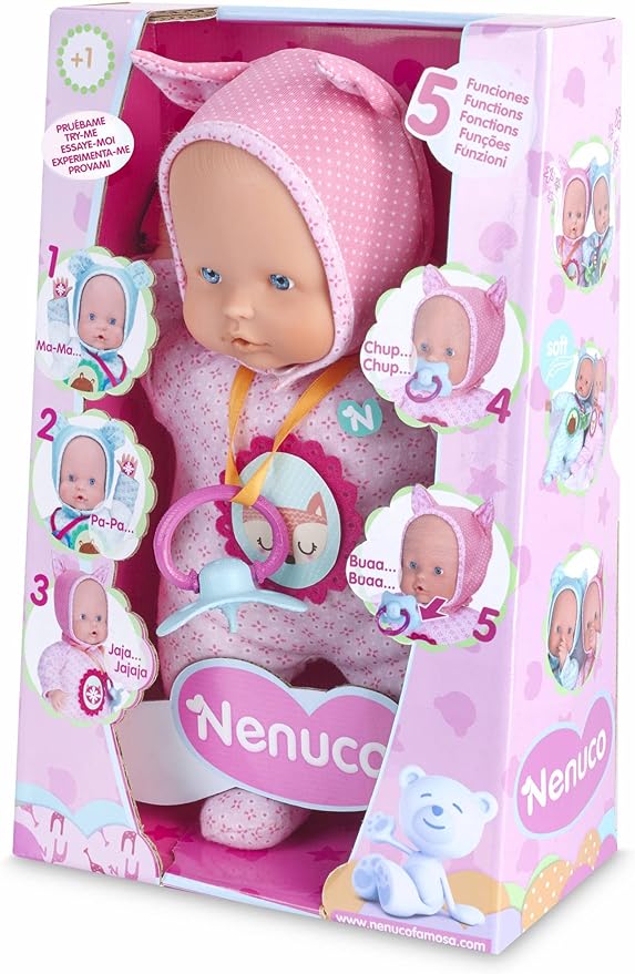 Nenuco soft bambola interattiva 5 funzioni - rosa - 30 cm - famosa - NENUCO