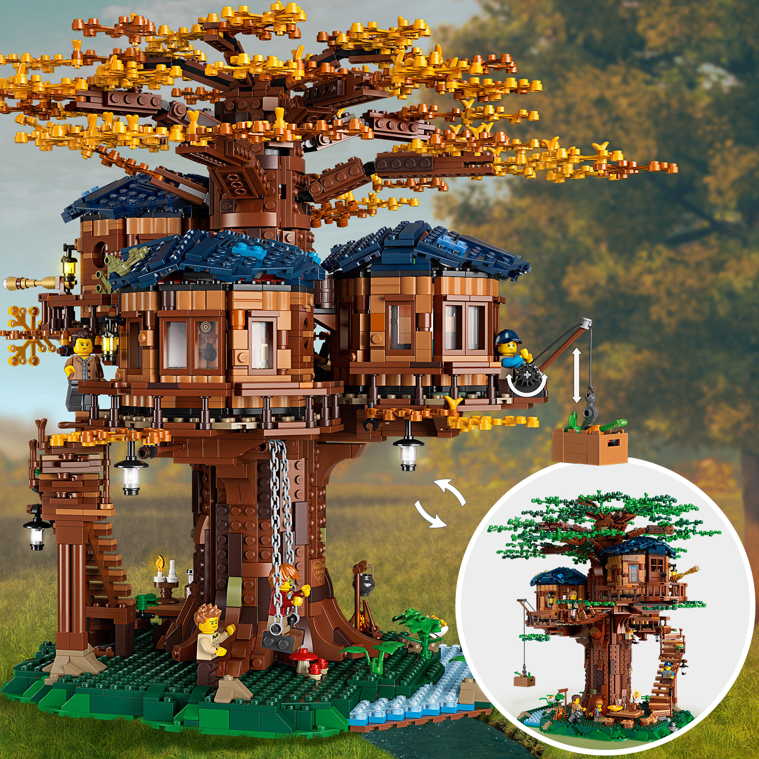 Lego ideas 21318 casa sull'albero, modellino da costruire con elementi in plastica pe, con 3 casette e minifigure, idee regalo - LEGO IDEAS, Lego