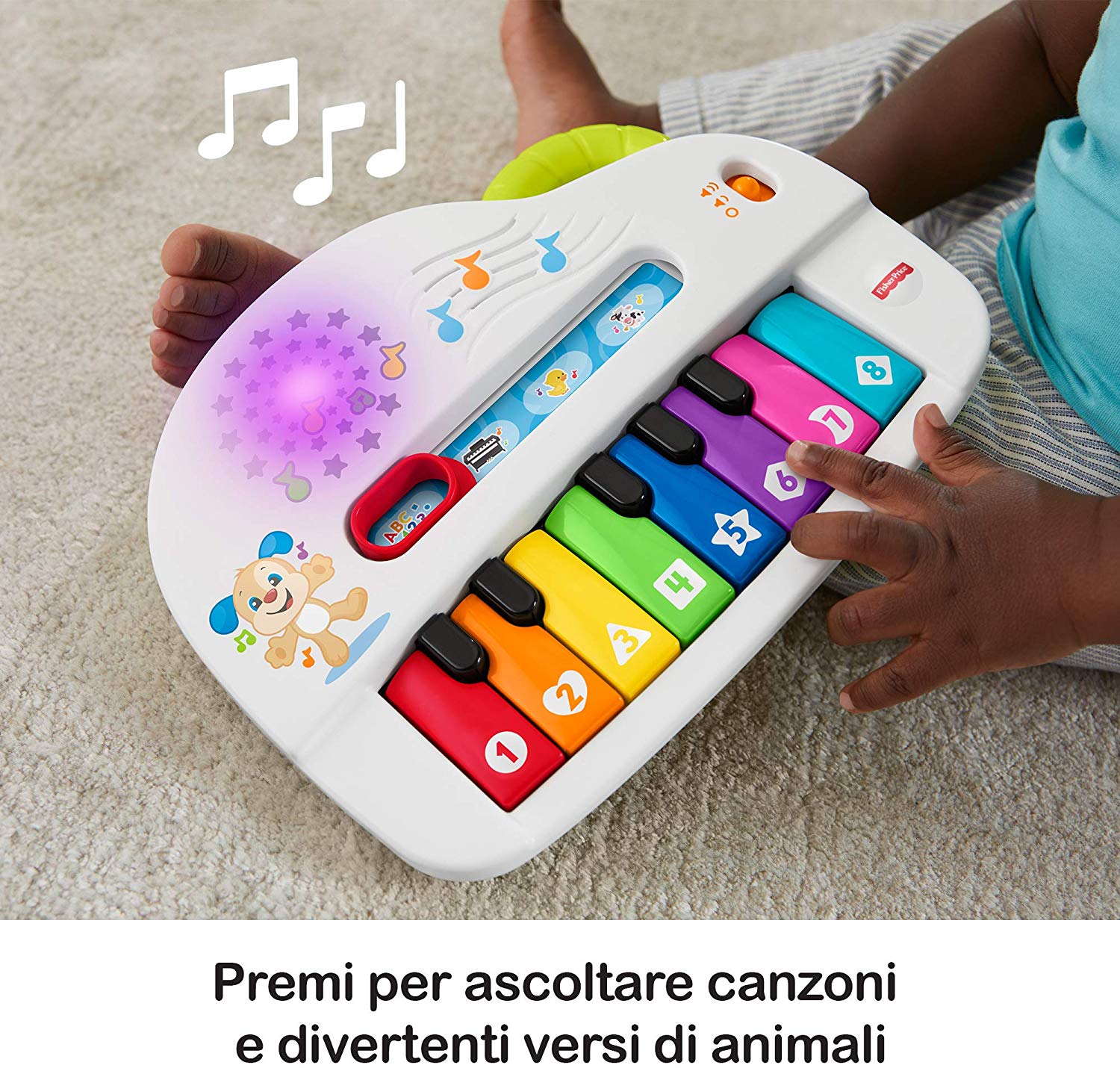 Fisher-price pianoforte di cagnolino, gioco musicale con luci e suoni, versione italiana, bambini 6 + mesi - FISHER-PRICE