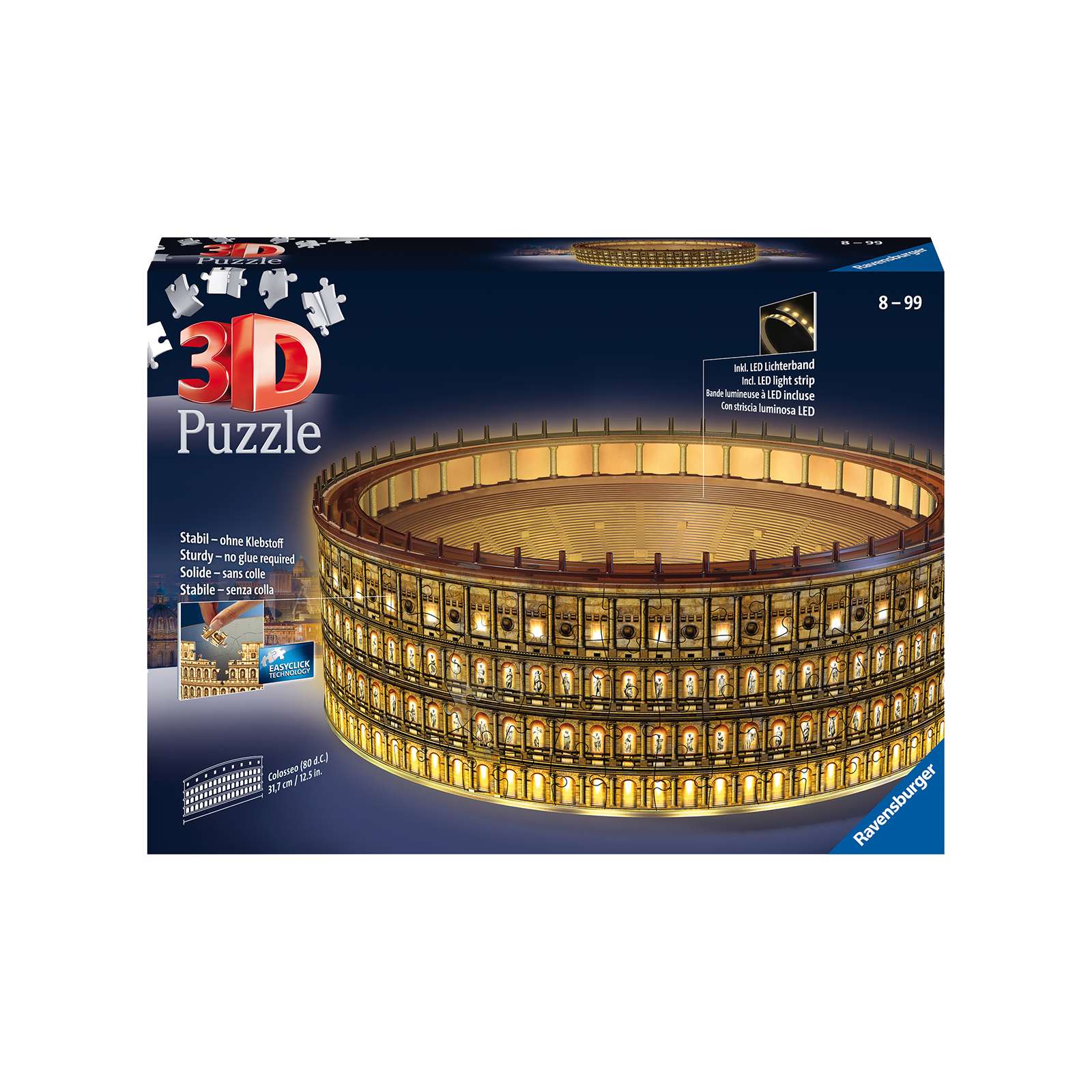 Ravensburger - 3d puzzle colosseo night edition, roma, 216 pezzi, 10+ anni - RAVENSBURGER 3D PUZZLE