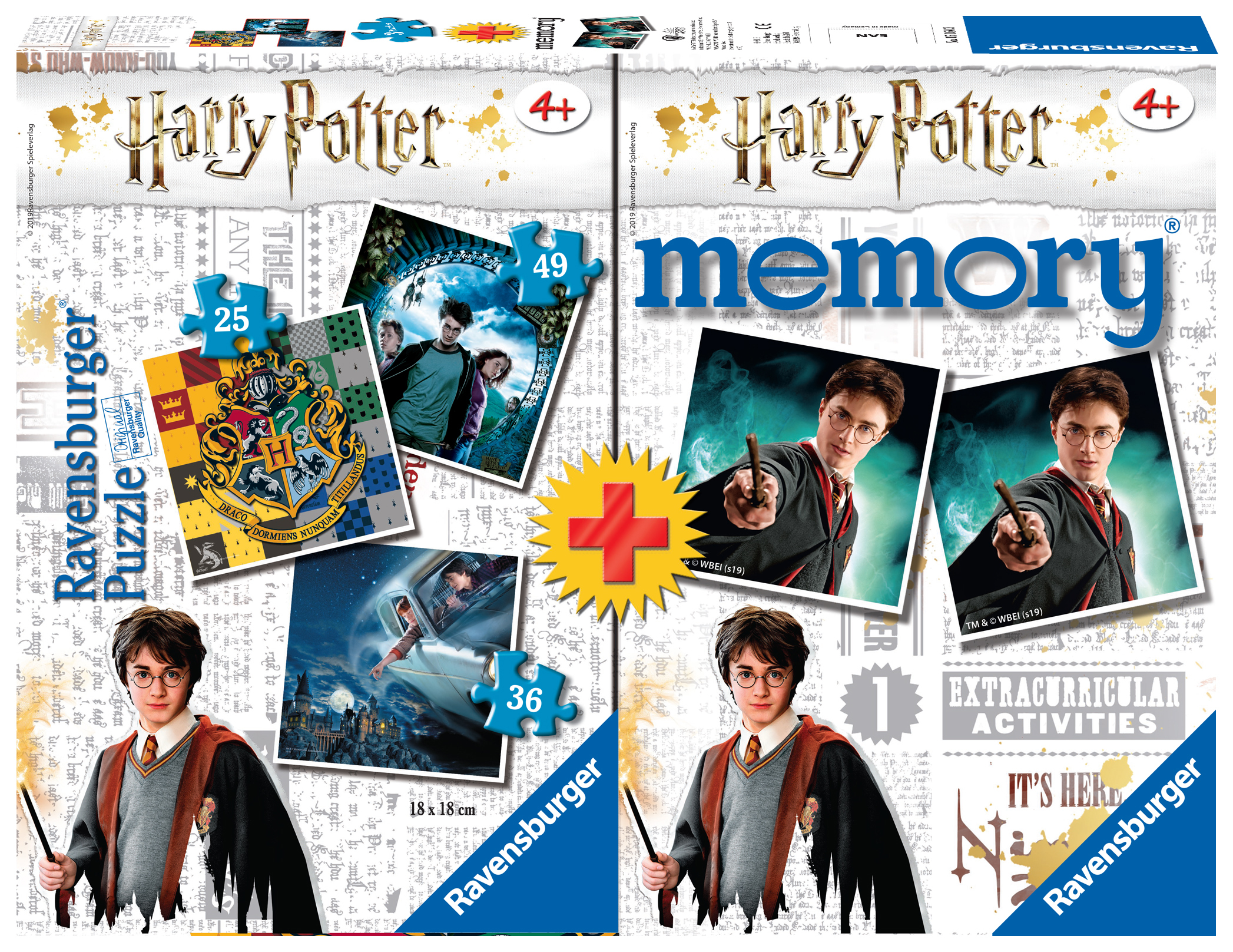 Ravensburger multipack: 3 puzzle 25 pezzi & memory - harry potter - Harry Potter, RAVENSBURGER