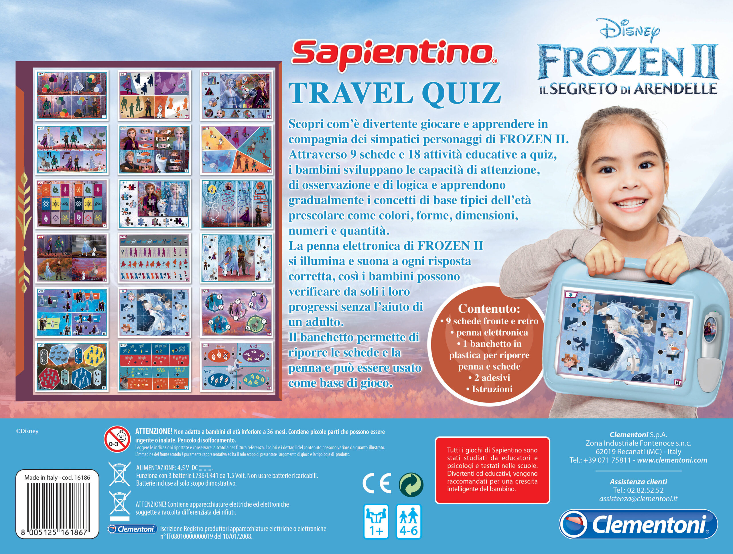 Clementoni  - 16186 - sapientino travel quiz disney frozen 2 - CLEMENTONI, DISNEY PRINCESS, Frozen