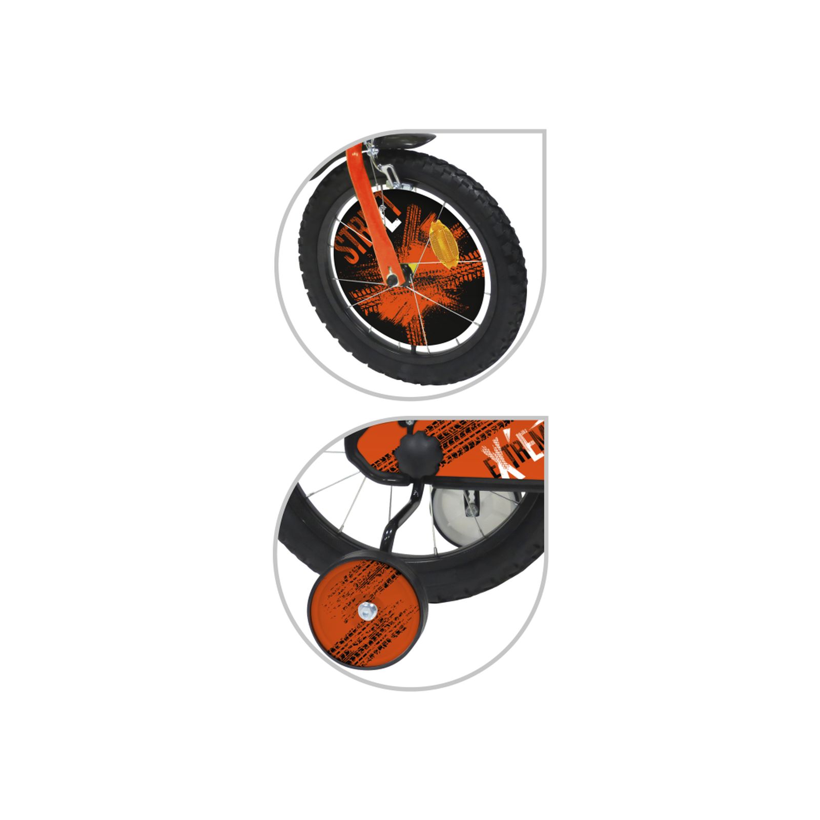 Bicicletta 16" - arancione. 2 freni caliper - borraccia e mascherina frontale e disco colorato nella ruota anteriore inclusi - adatta per  bambini dai 8-12 anni - SUN&SPORT