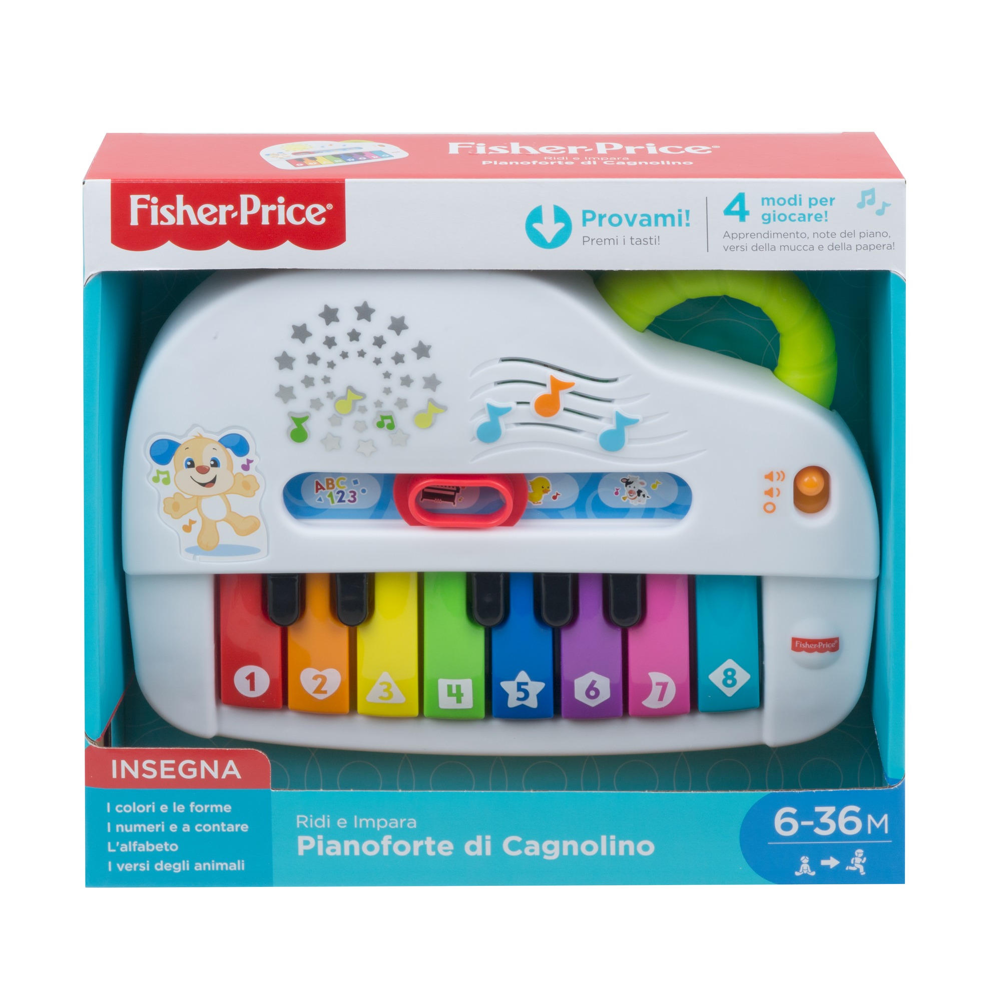 Fisher-price pianoforte di cagnolino, gioco musicale con luci e suoni, versione italiana, bambini 6 + mesi - FISHER-PRICE
