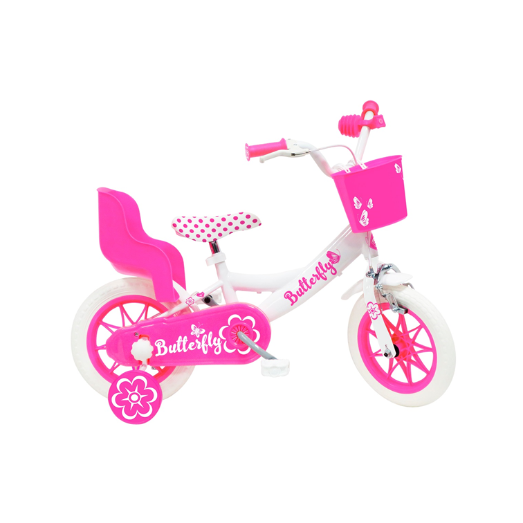Bicicletta 12" - rosa. freno caliper frontale - porta bambola e cestello inclusi - adatta per  bambini dai 3-5 anni - SUN&SPORT