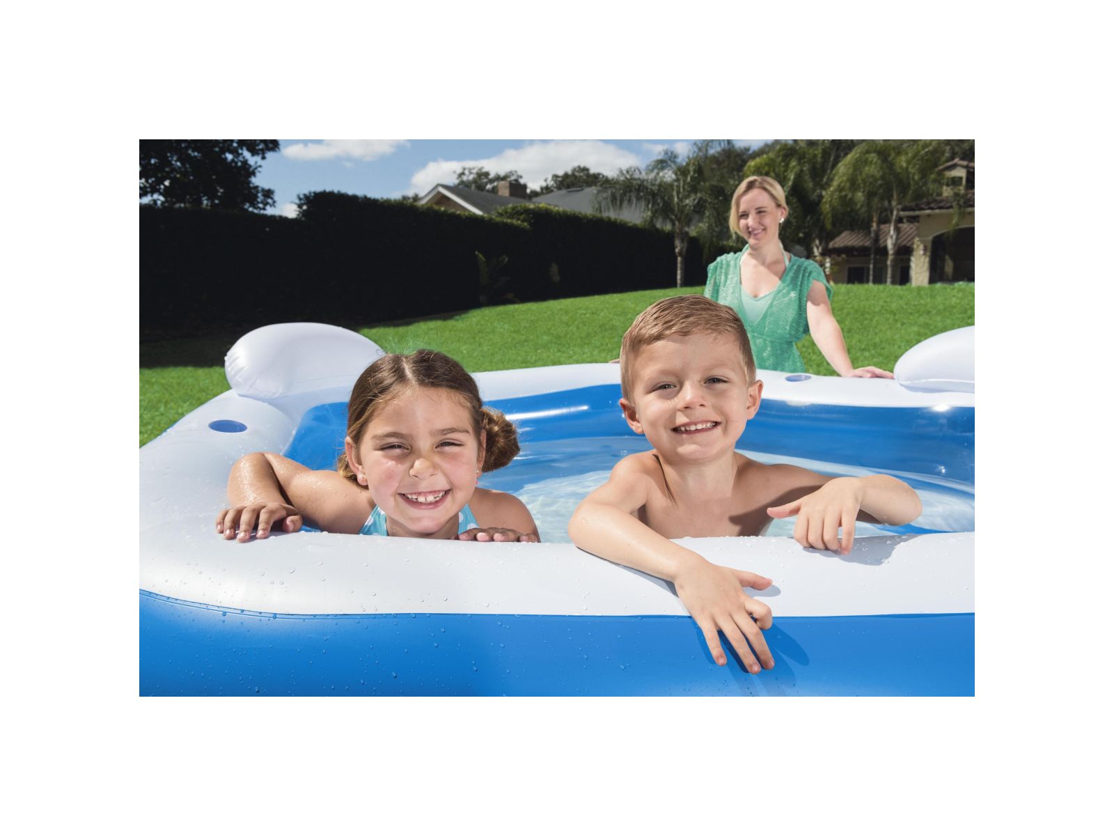 Bestway piscina family pentagono 213x206x69 cm con due sedute, due poggiatesta e due portabicchieri - Bestway