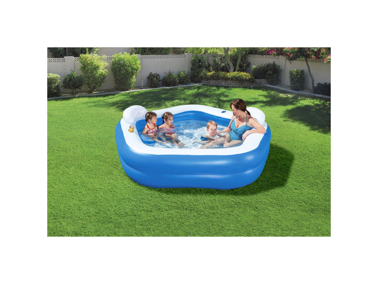 Bestway piscina family pentagono 213x206x69 cm con due sedute, due poggiatesta e due portabicchieri - Bestway