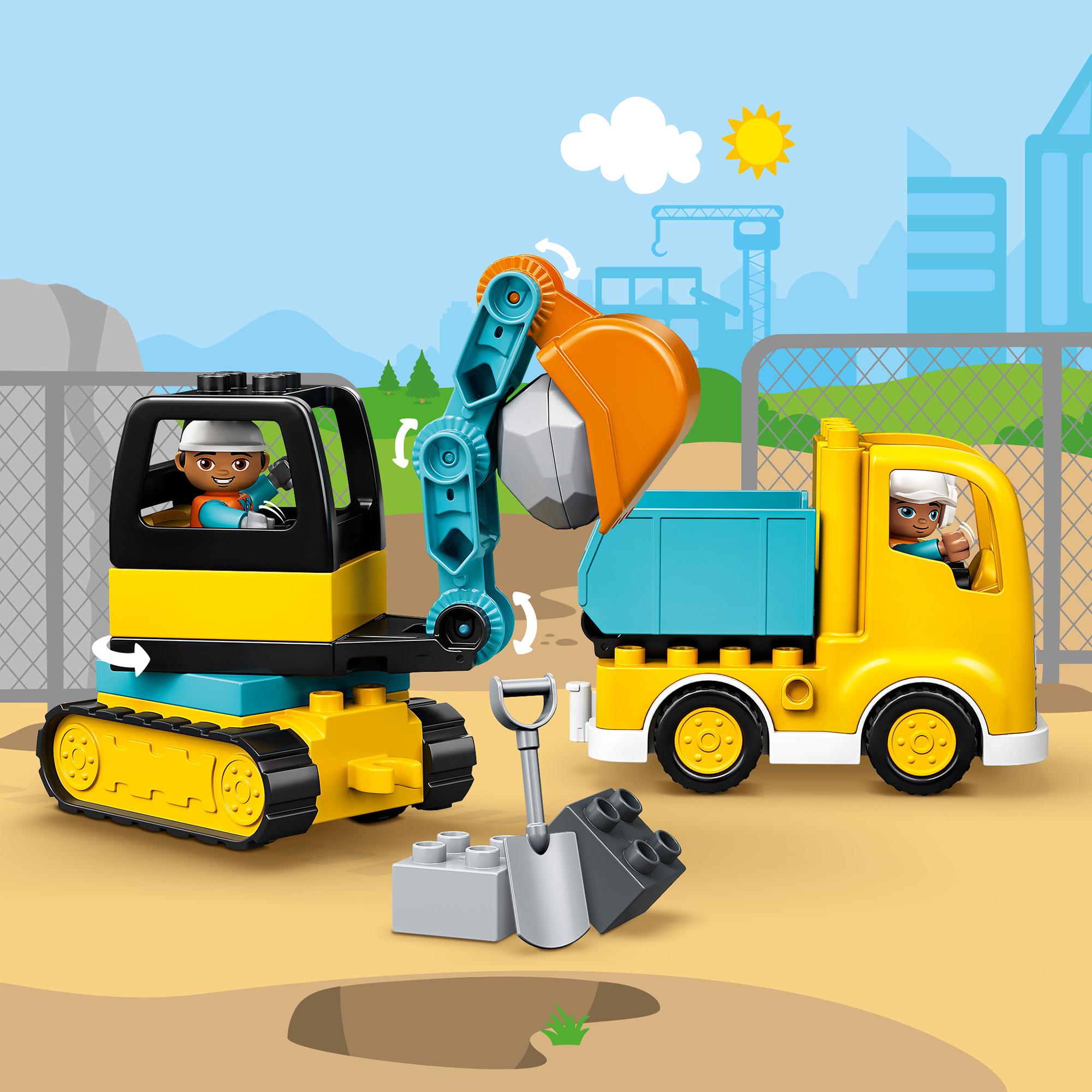 Lego duplo town 10931 camion e scavatrice cingolata, scavatore giocattolo, sviluppo delle abilità motorie, giochi per bambini - LEGO DUPLO, Lego