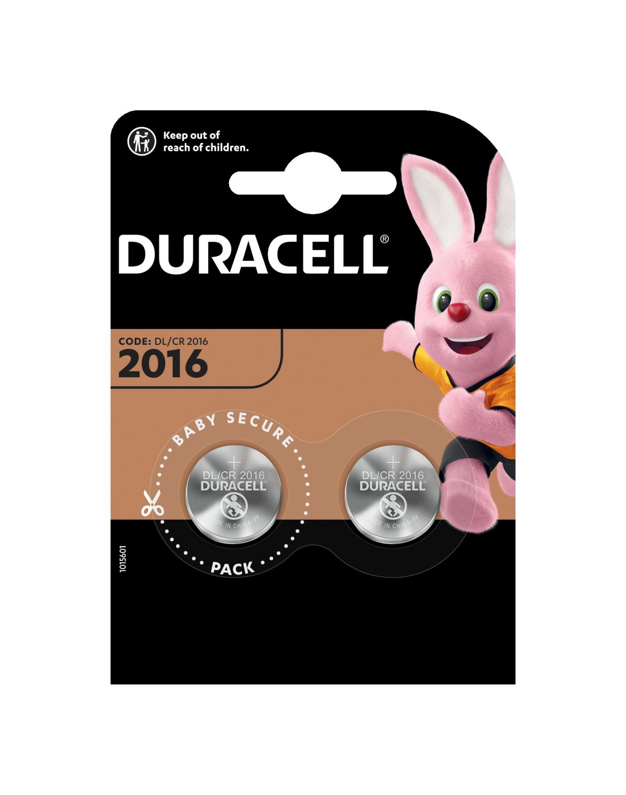 Duracell 2016 - batteria bottone al litio 3v, con tecnologia baby secure - 