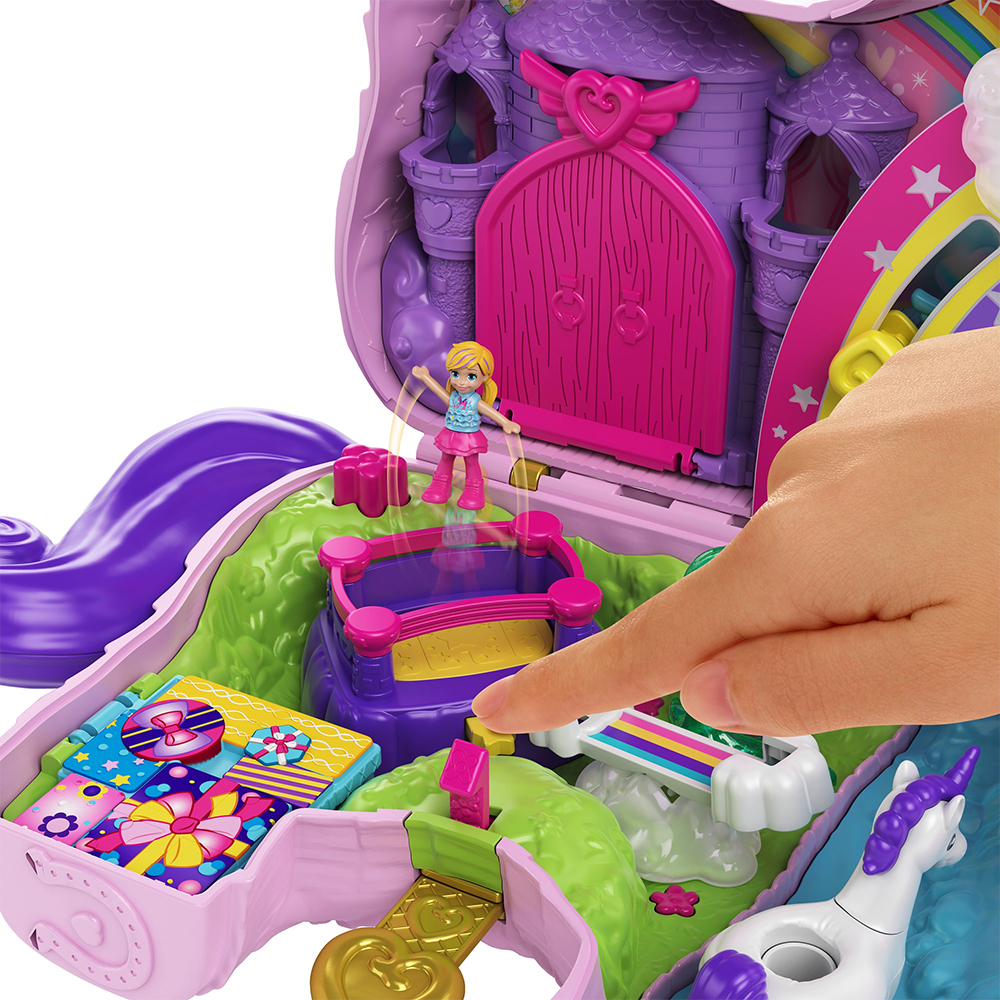 Polly pocket- unicorno magiche sorprese playset con micro bambole polly e lila e tanti accessori - Polly Pocket