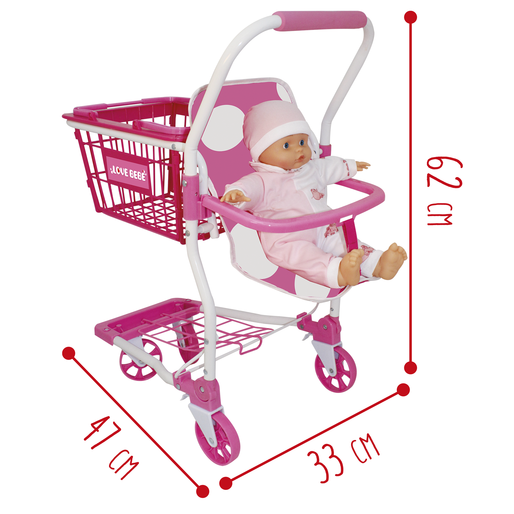 Carrello Giocattolo Spesa per Bambini 41,5x33,5x48,5 cm Rosa – acquista su  Giordano Shop