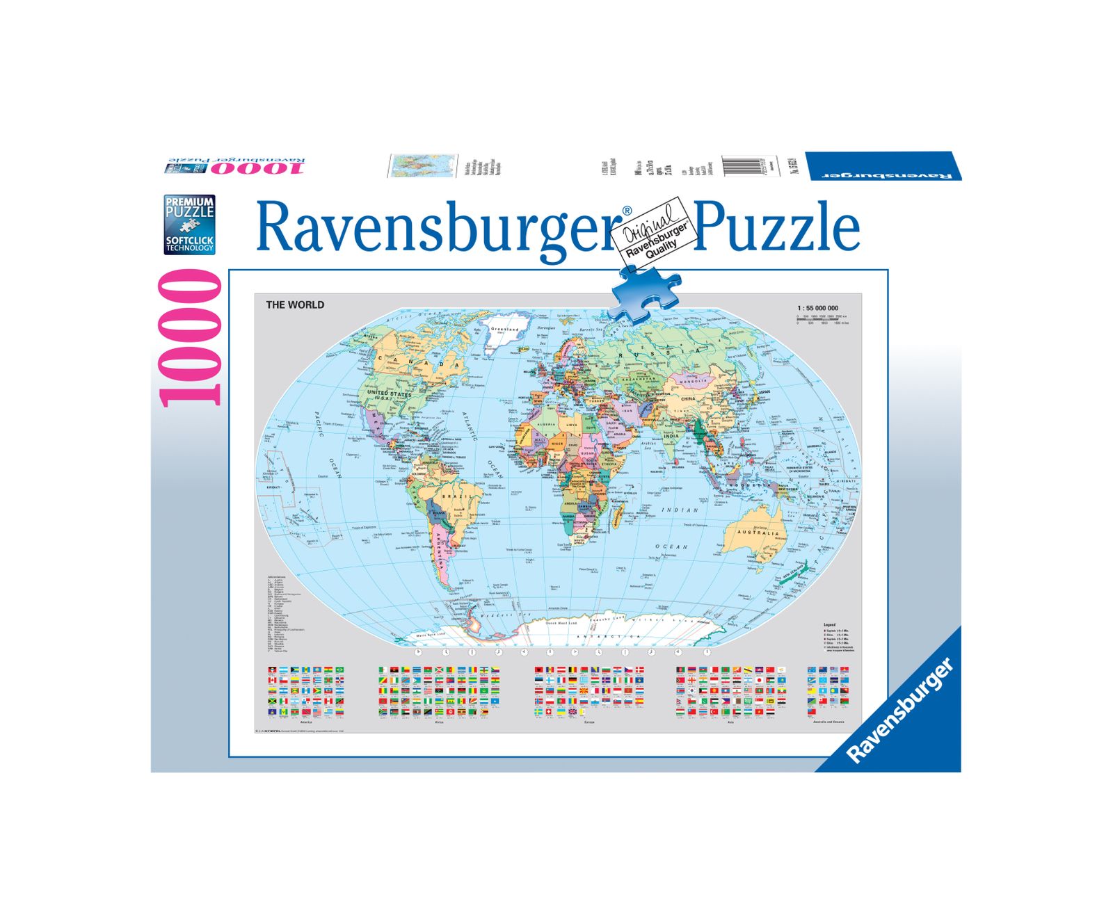 Ravensburger puzzle 1000 pezzi - mappamondo politico