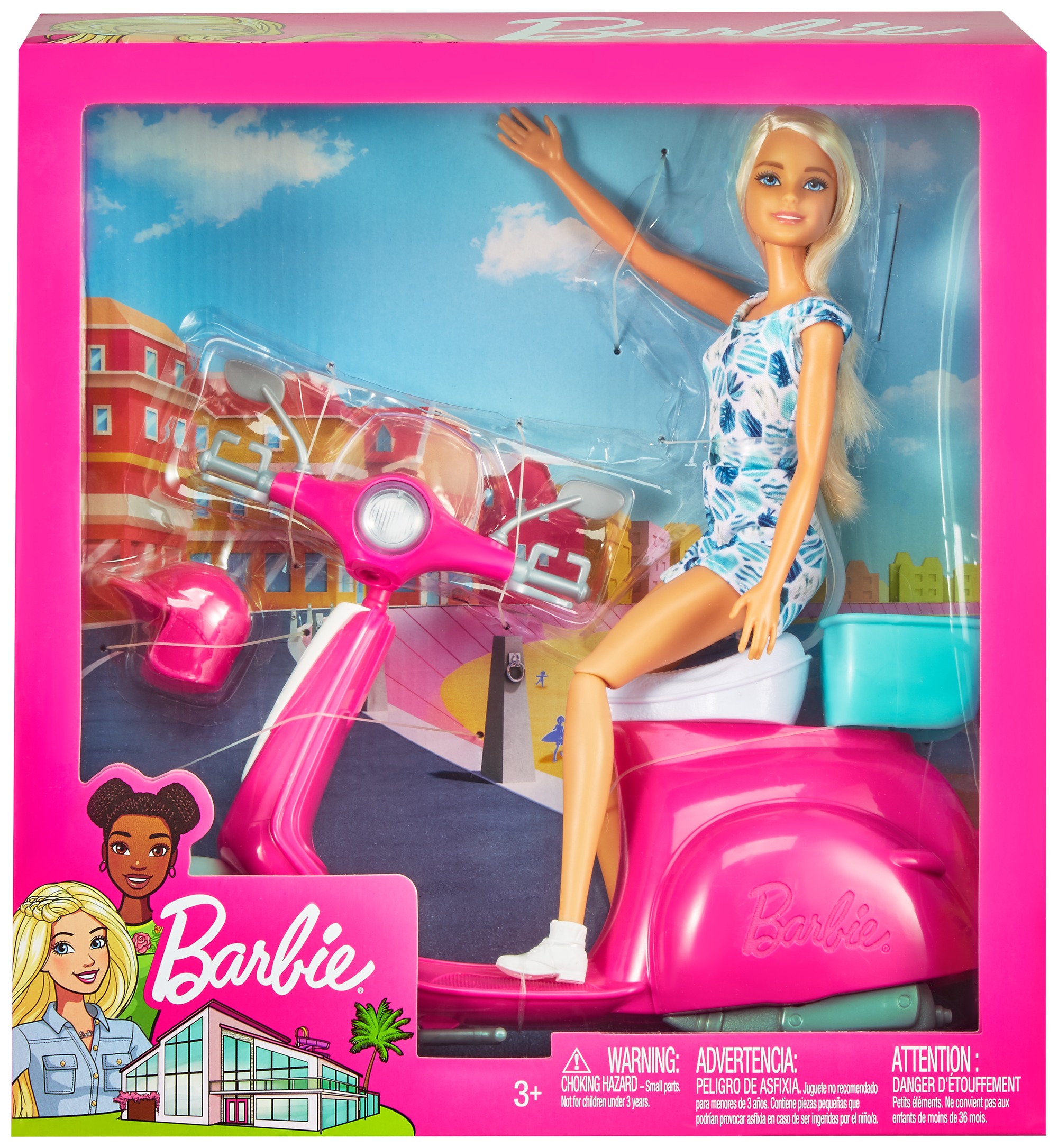 Barbie– bambola bionda con scooter rosa e accessori, 3+anni - Barbie