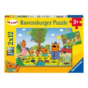 Ravensburger - puzzle 2x12 pezzi - curioso come kid e cats - RAVENSBURGER
