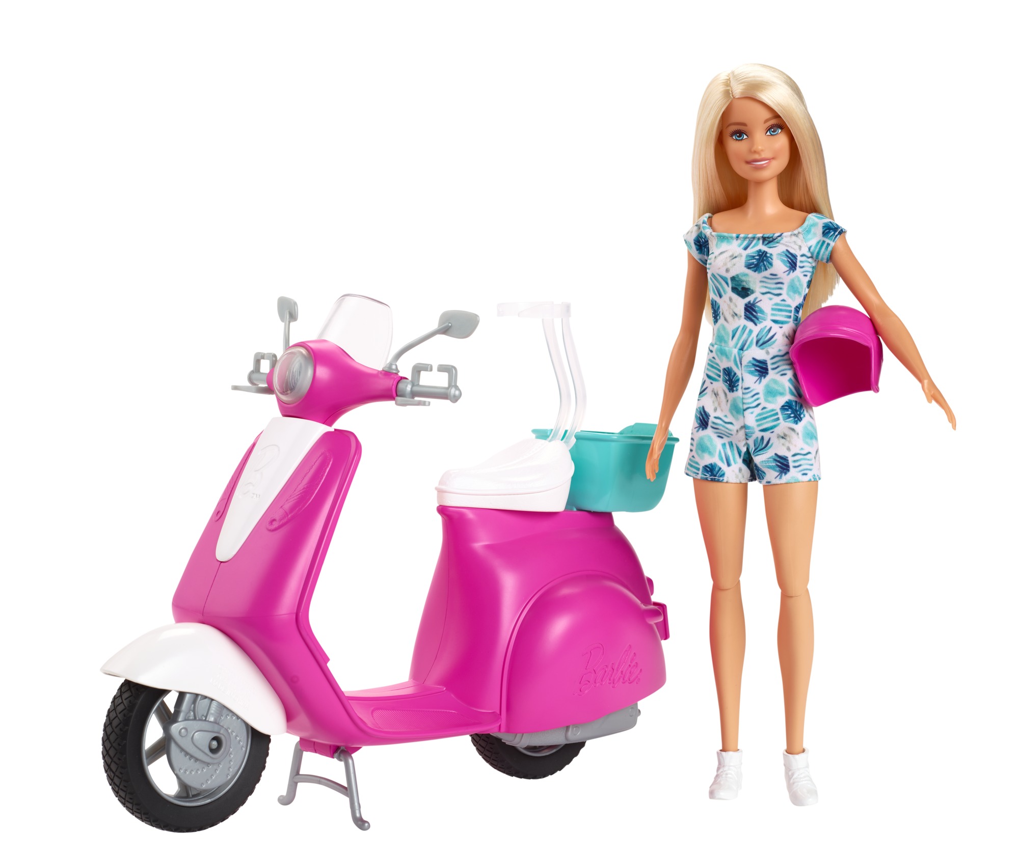 Barbie– bambola bionda con scooter rosa e accessori, 3+anni - Barbie