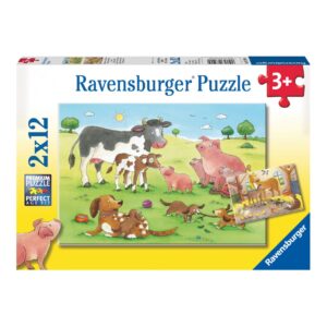 Ravensburger - puzzle 2x12 pezzi - gli animali della fattoria - RAVENSBURGER