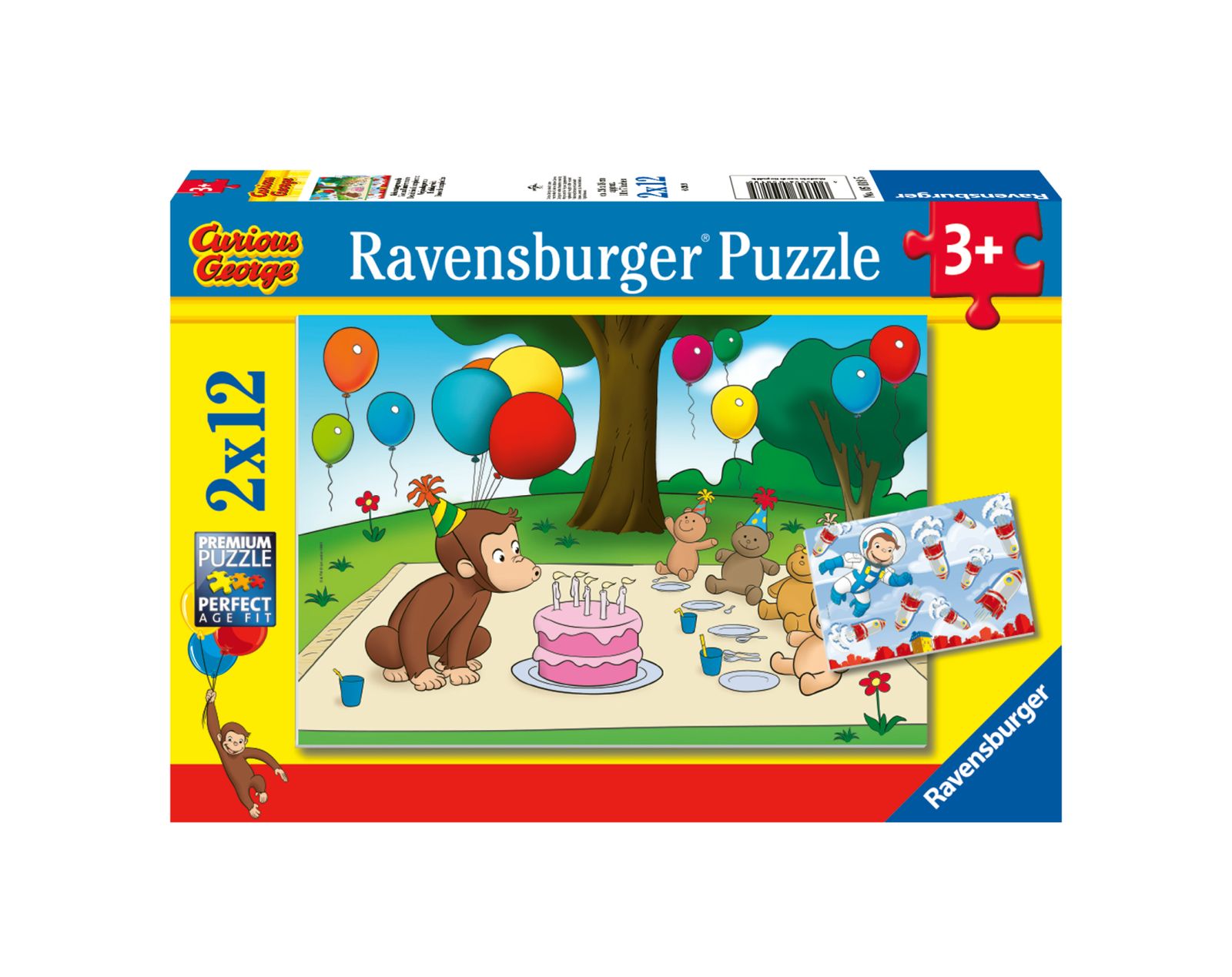 Ravensburger - puzzle 2x12 pezzi - curioso come george - CURIOSO COME GEORGE, RAVENSBURGER