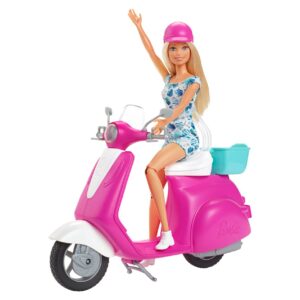 Barbie– bambola bionda con scooter rosa e accessori, 3+anni - Barbie