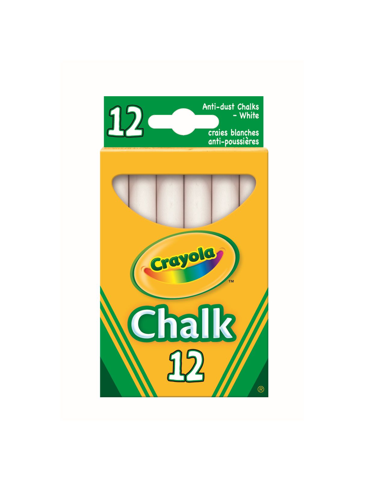 Crayola - 12 gessi bianchi antipolvere - CRAYOLA