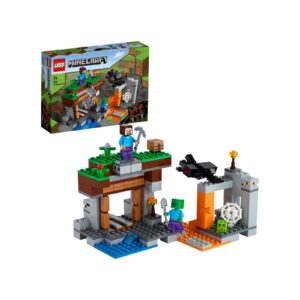 Lego minecraft 21166 la miniera abbandonata, modellino da costruire con personaggi steve, zombie e ragno, giochi per bambini - Lego