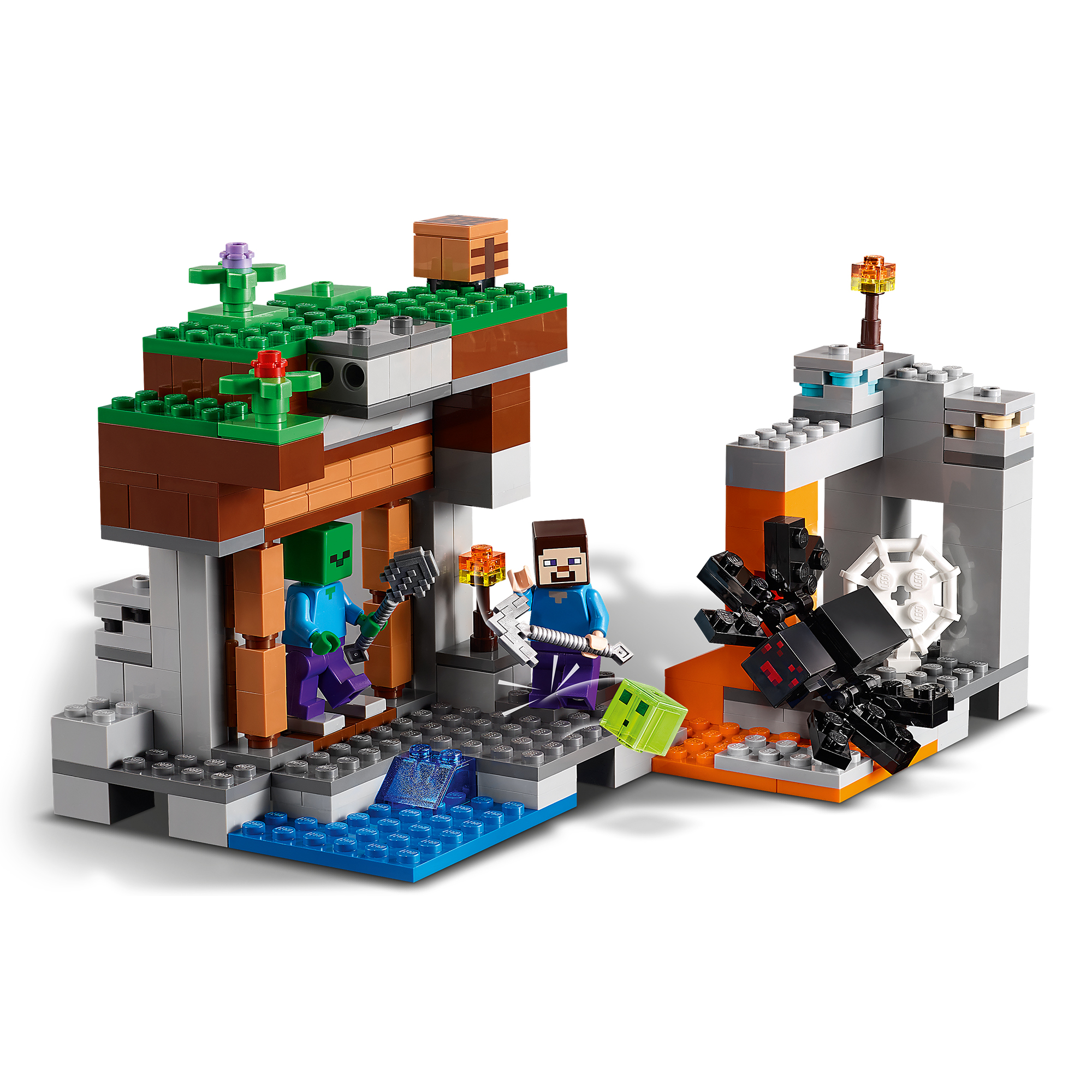 Lego minecraft 21166 la miniera abbandonata, modellino da costruire con personaggi steve, zombie e ragno, giochi per bambini - MINECRAFT, Lego