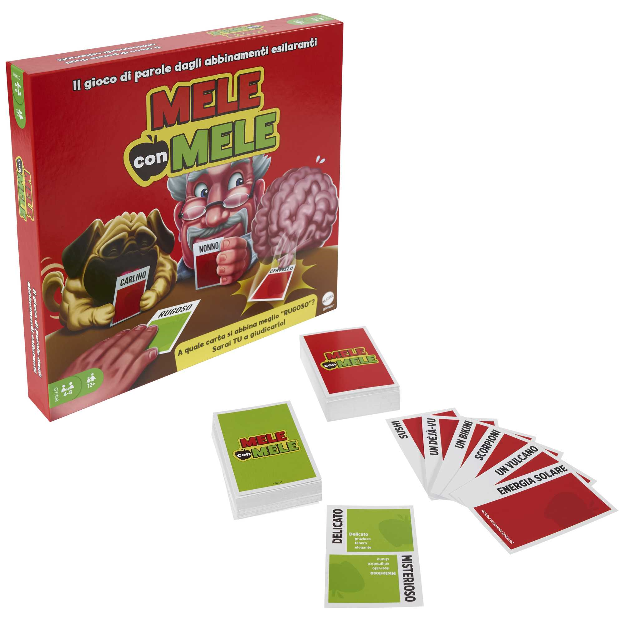Mattel games- mele con mele, gioco in scatola con carte da abbinare fra loro, per tutta la famiglia, 12+anni - MATTEL GAMES