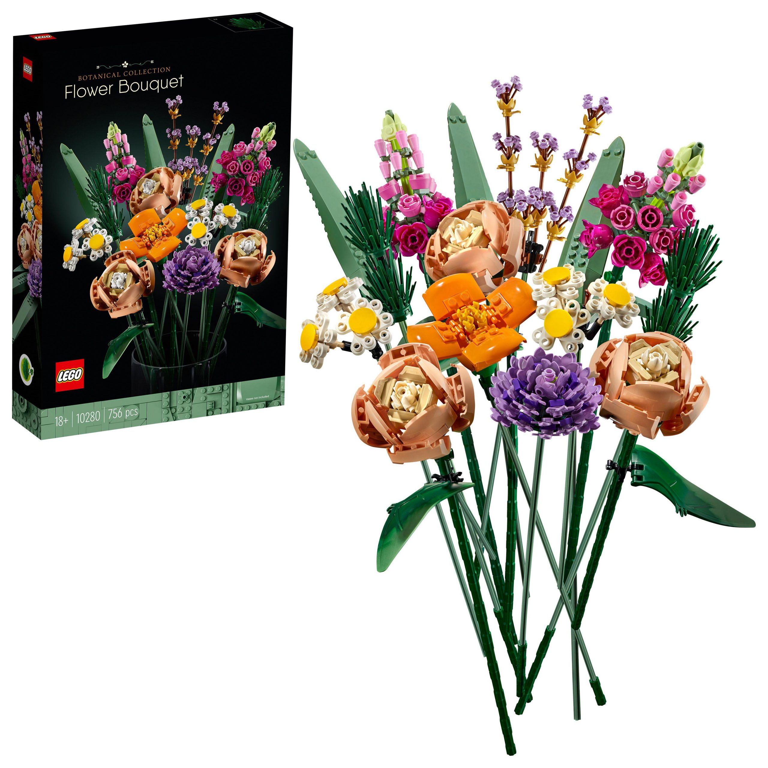 Lego icons 10280 bouquet di fiori, piante artificiali, costruzione in mattoncini, decorazioni casa, hobby creativi per adulti - Lego, LEGO ICONS