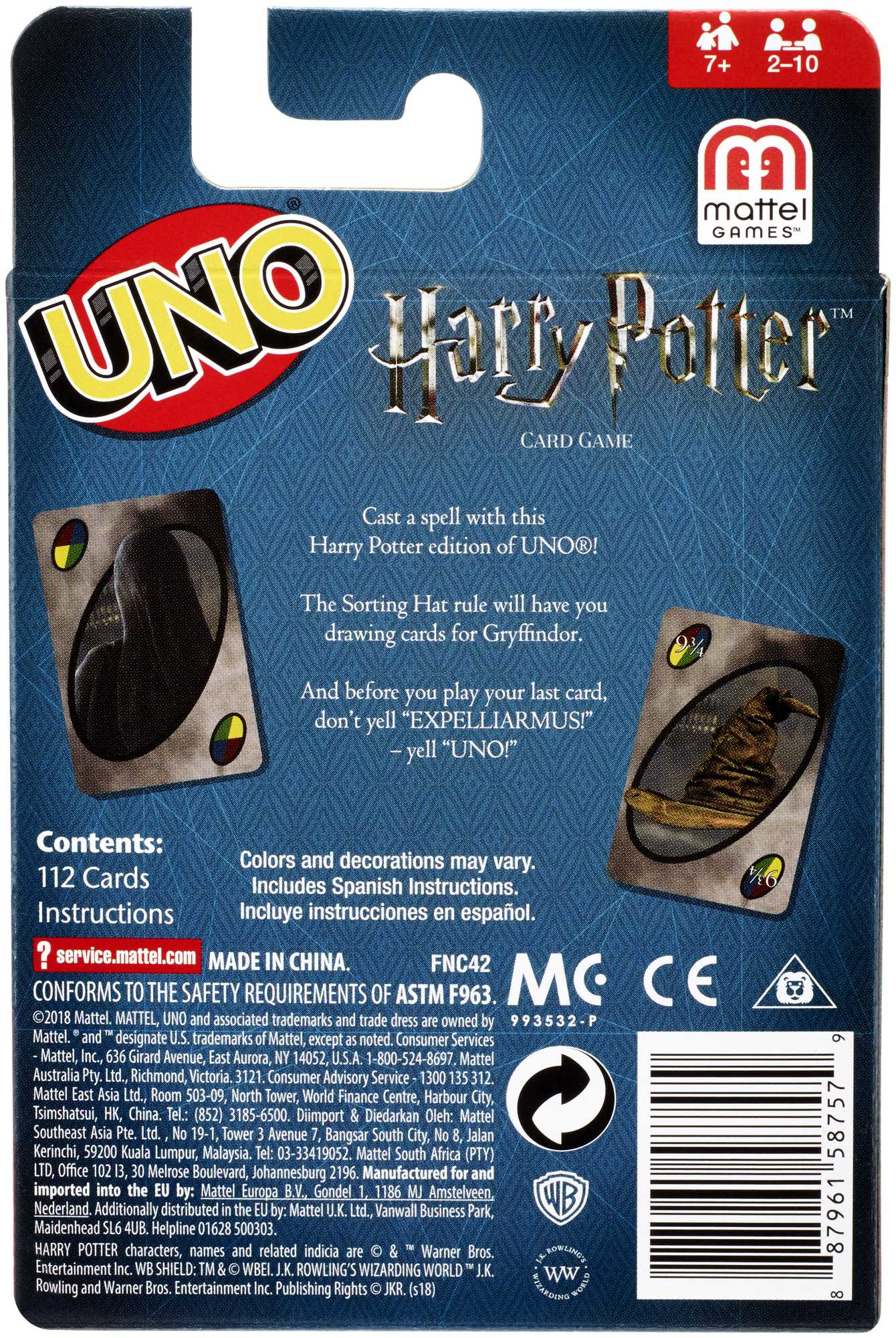 Uno versione harry potter, gioco di carte - Harry Potter, MATTEL GAMES, UNO
