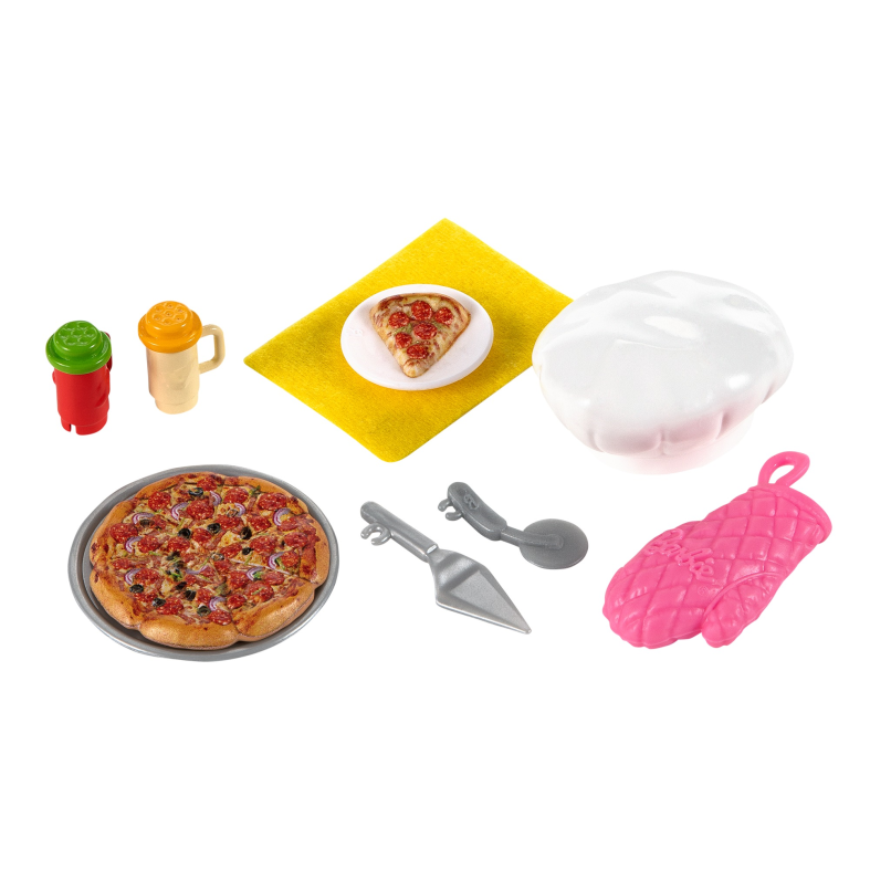 Barbie- playset pizzeria con bambola chelsea bruna, forno per pizze e tanti accessori, 3+anni - Barbie