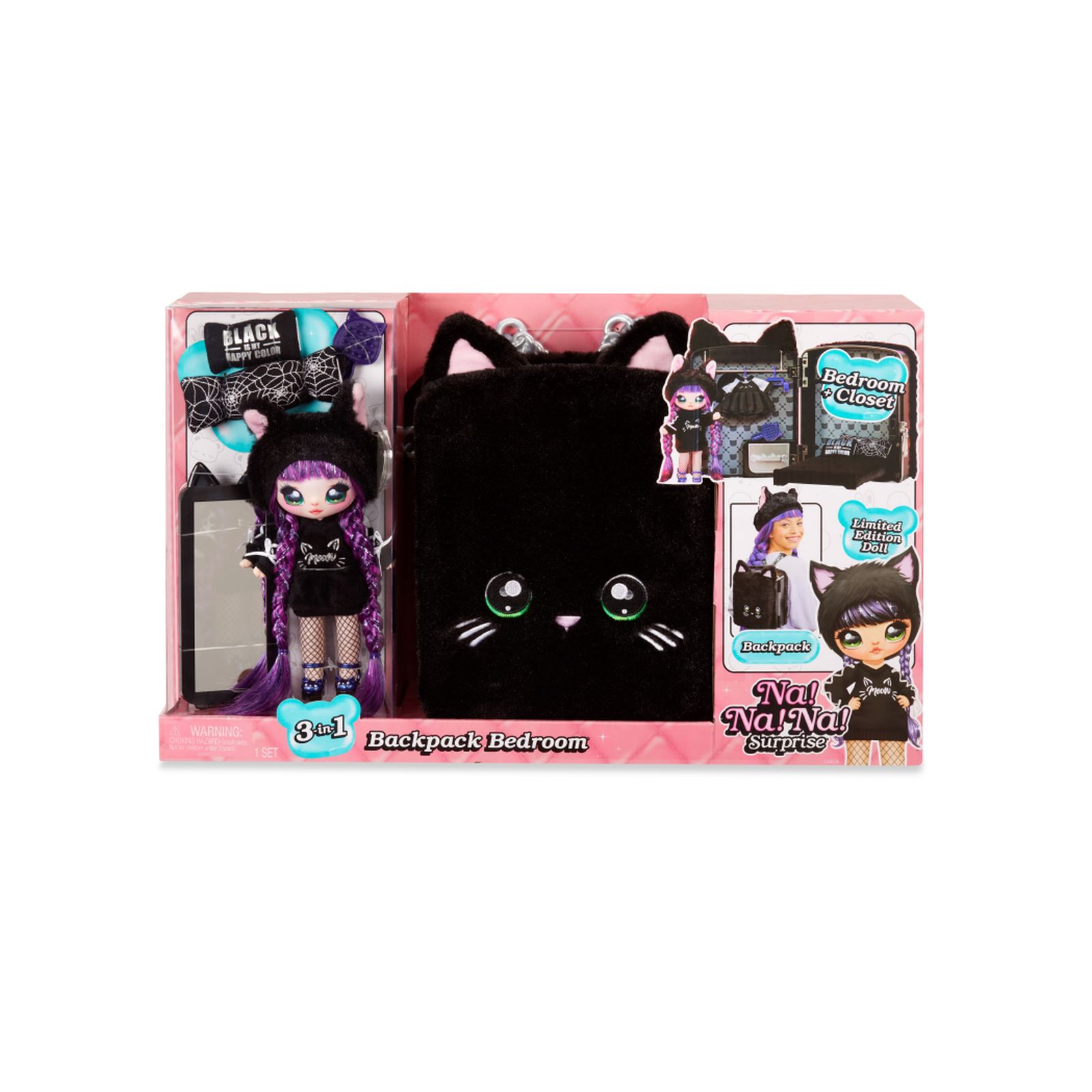 Na! na! na! surprise 3-in-1 backpack bedroom playset - black kitty - NA! NA! NA! SURPRISE