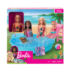 Barbie- playset bambola bionda con piscina e accessori, 3+anni - Barbie