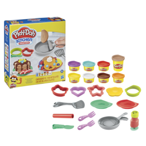 Hasbro play-doh kitchen creations flip 'n pancakes, per bambini dai 3 anni in su, con 8 colori, 14 componenti - PLAY-DOH