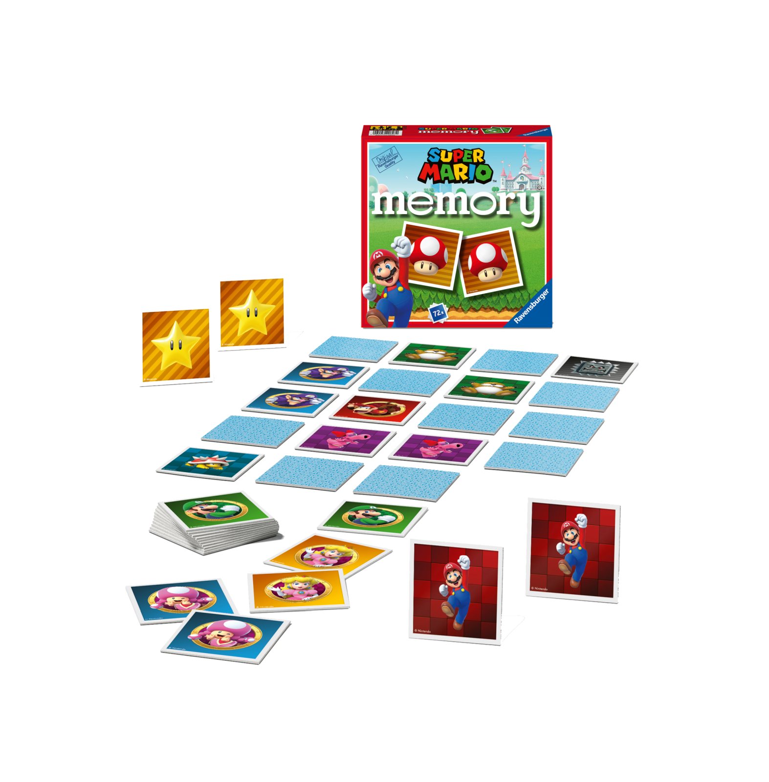 Ravensburger - memory versione super mario, 72 tessere, gioco da tavolo, 4+ anni - RAVENSBURGER, Super Mario