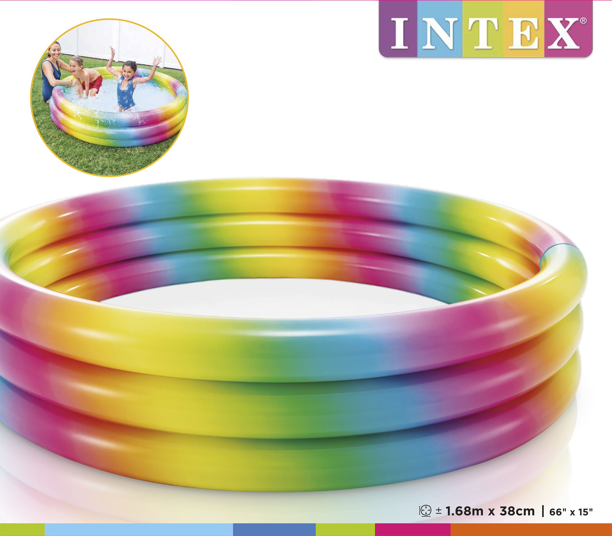 Piscina arcobaleno grande cm168x38 - INTEX