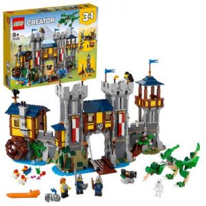 Lego creator 3 in 1 castello medievale, torre e mercato con catapulta e drago giocattolo, include 3 minifigure, 31120 - LEGO CREATOR, Lego